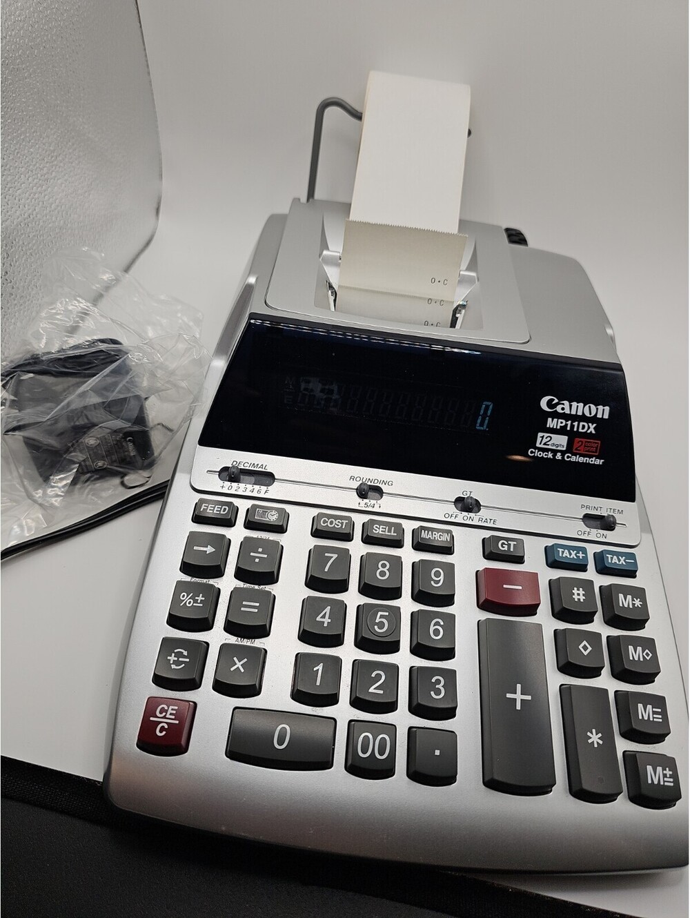Canon MP11DX Printing Calculator 12-Digit 2-Color Desktop Adding Machine TESTED